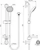 Brausekombination von Ideal Standard mit Handbrause und Halter, vertikal montiert, inklusive flexibler Schlauchverbindung und Wandbefestigung.